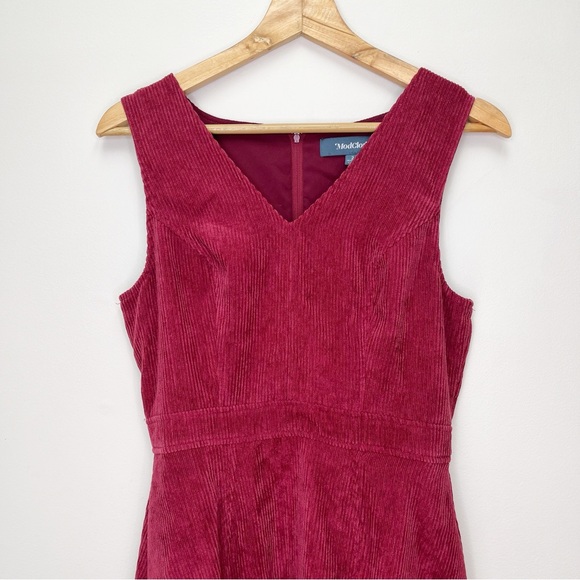ModCloth Utmost Allure Corduroy A-Line‎ Dress Pockets Wine Red size 2 - Picture 6 of 7